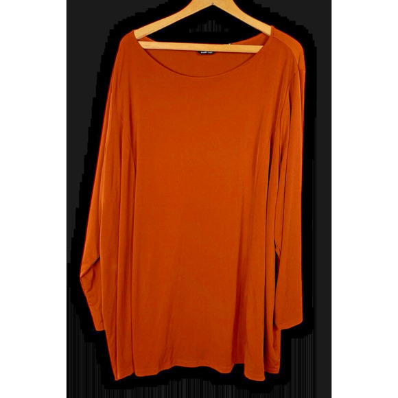 Susan Graver 5X Tunic Top Shirt Slinky Liquid Knit Burnt Orange Travel Comfort - Picture 1 of 6